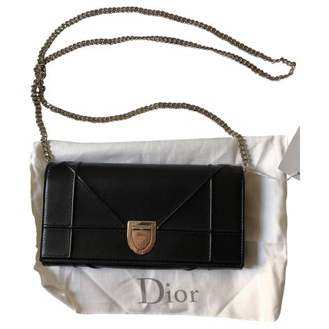 dior black wallet on chain